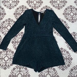 Charlotte Russe Sparkly Dark Green Romper